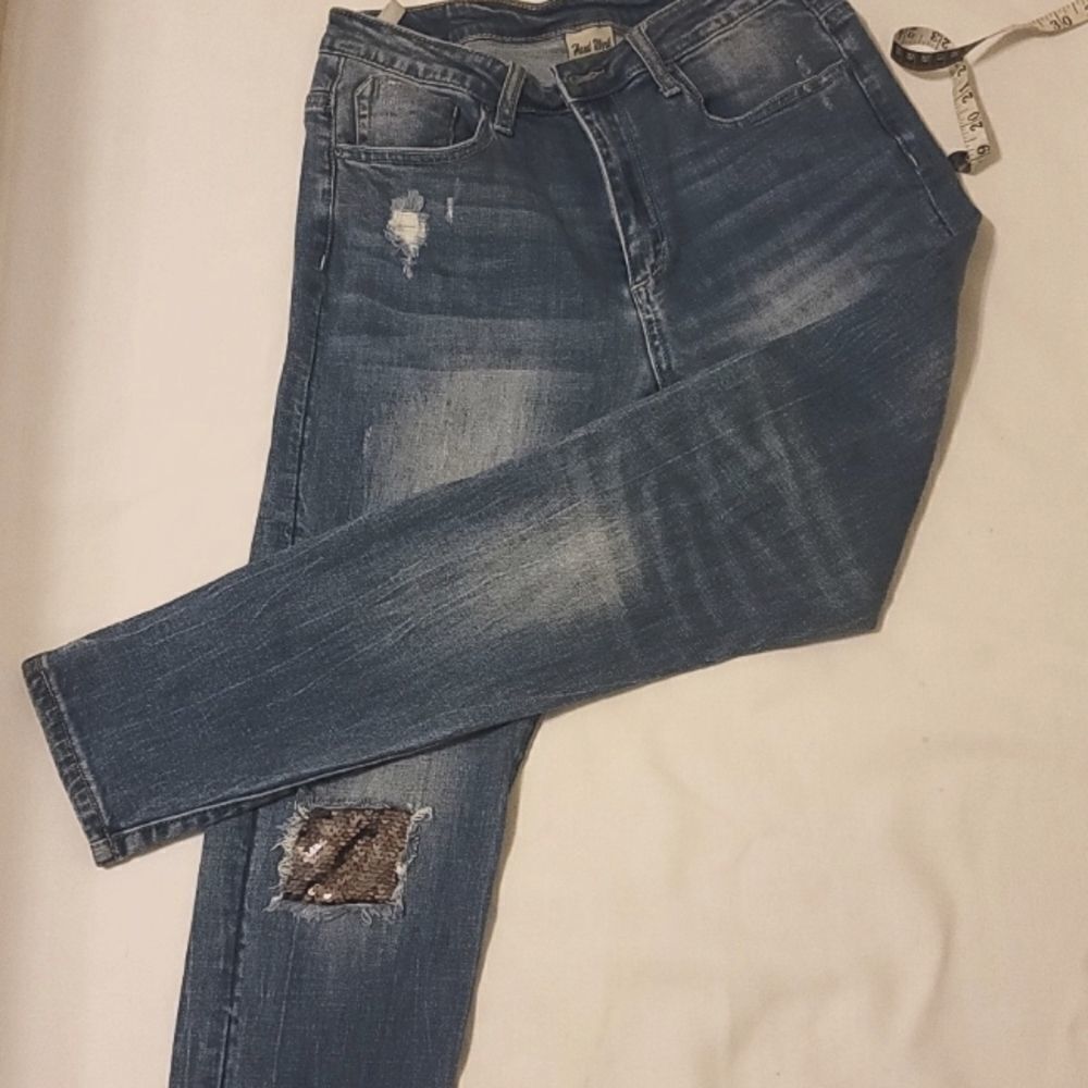 Hand work denim jeans size m‎